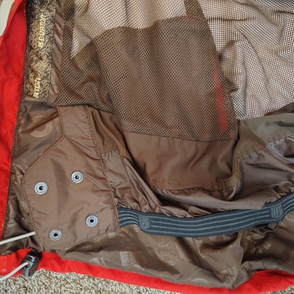 Burton Waterproof Rain/Snow Jacket, Men Red+ Cream, ZipUp, Hood,vZip Pckts, L - Picture 11 of 16